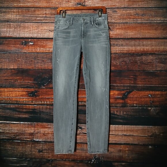 Goldsign Jeans Size 27 Virtual Skinny Ankle Distressed Gray Denim Stretch USA - Picture 2 of 9